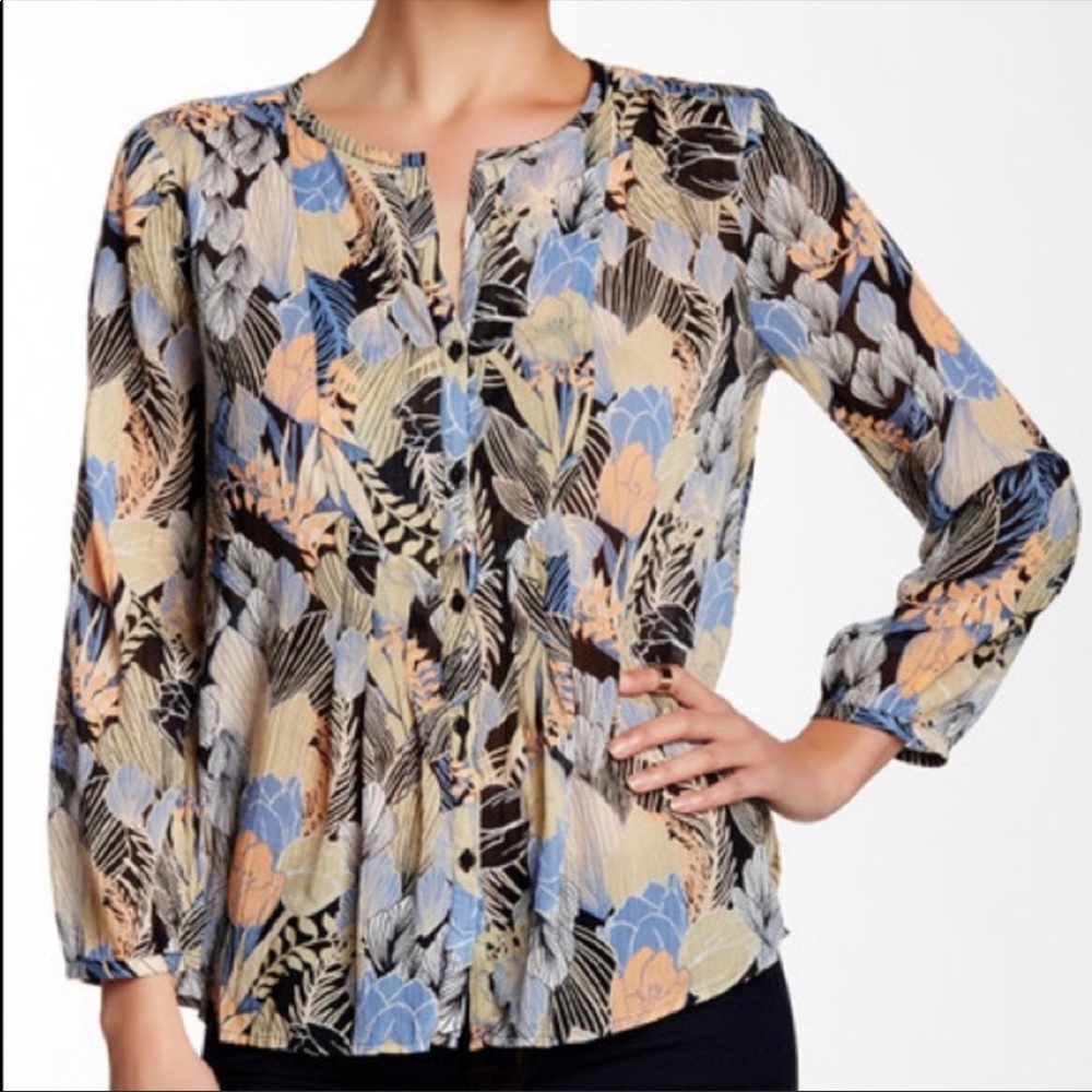 Lucky Brand Boho Floral Peasant Blouse